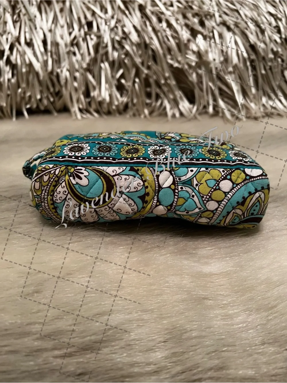 Vintage VERA BRADLEY Peacock 2007 Cosmetic Case Zip Top Close Y2K Turquoise USA